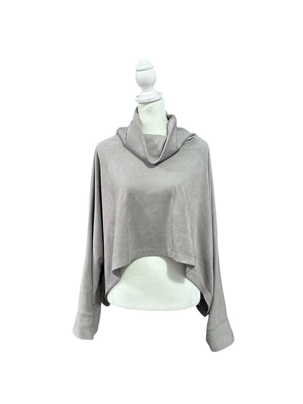 Lime & Vine Faux Suede Solid Asymmetrical Cowl Neck Crop Top Gray Size Small
